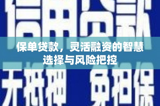 平顺保单贷款，灵活融资的智慧选择与风险把控