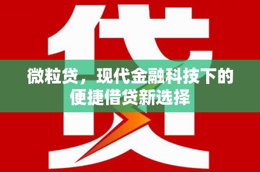 平顺微粒贷，现代金融科技下的便捷借贷新选择