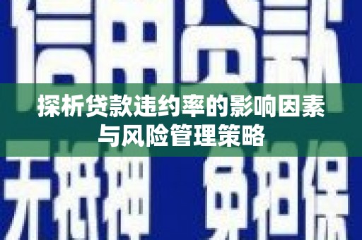 平顺探析贷款违约率的影响因素与风险管理策略
