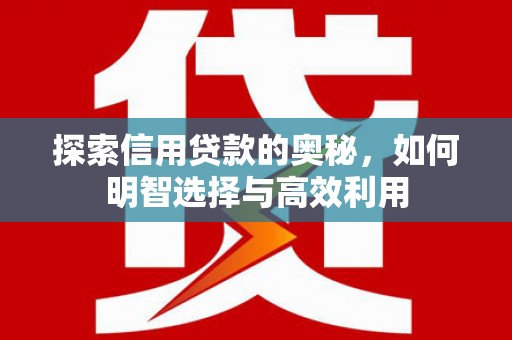 平顺探索信用贷款的奥秘，如何明智选择与高效利用