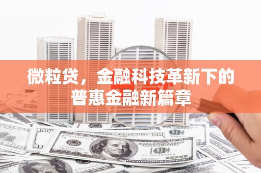 平顺微粒贷，金融科技革新下的普惠金融新篇章