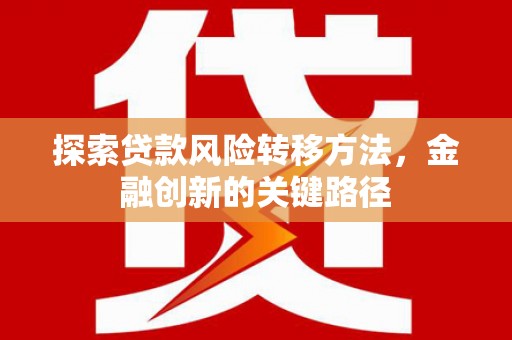 平顺探索贷款风险转移方法，金融创新的关键路径