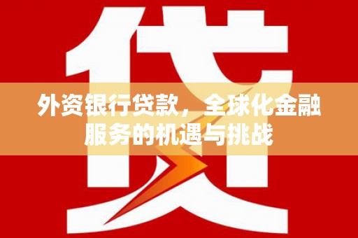 平顺外资银行贷款，全球化金融服务的机遇与挑战